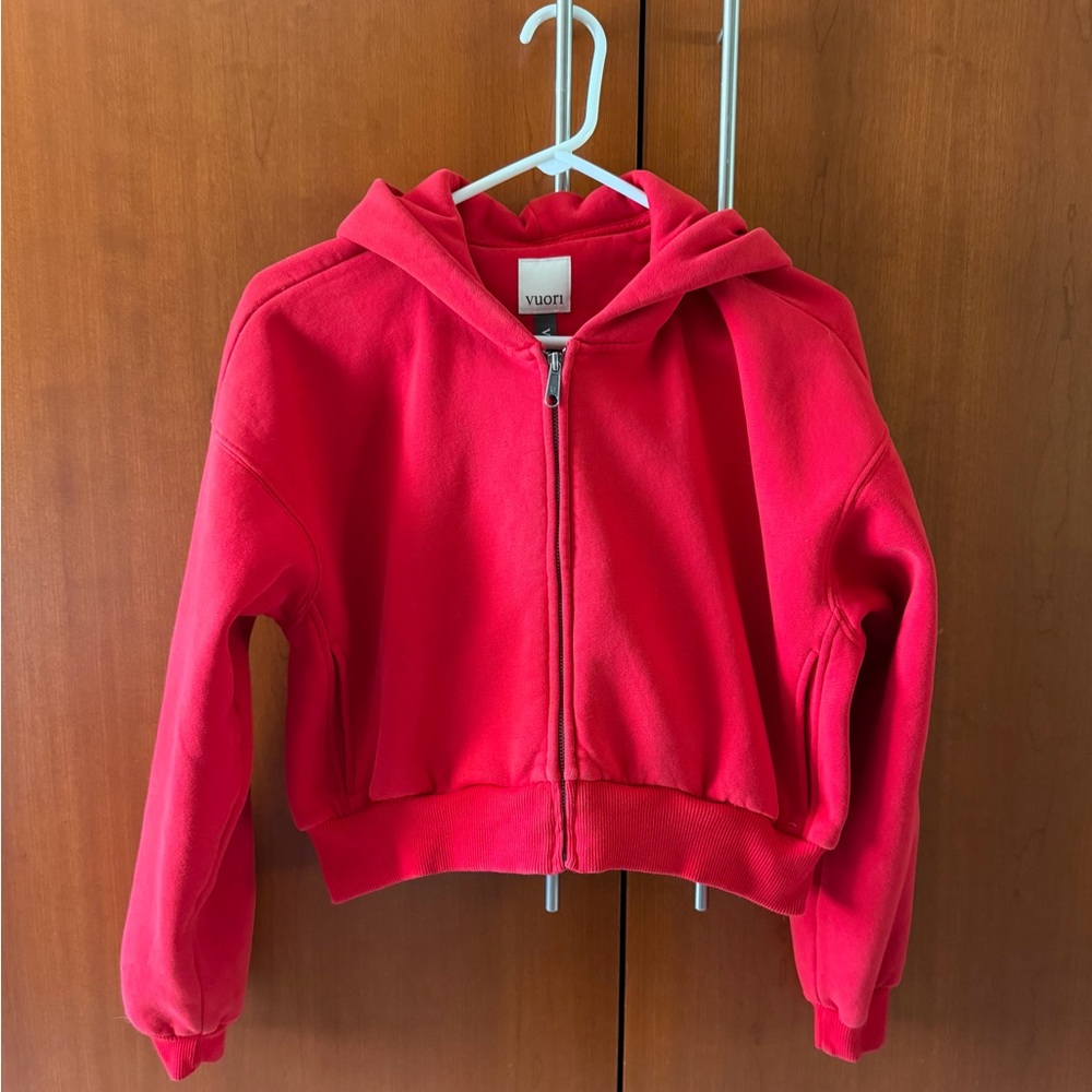 Vuori Women's Restore Mini Full Zip Hoodie in Cherry Red size XS - barely worn